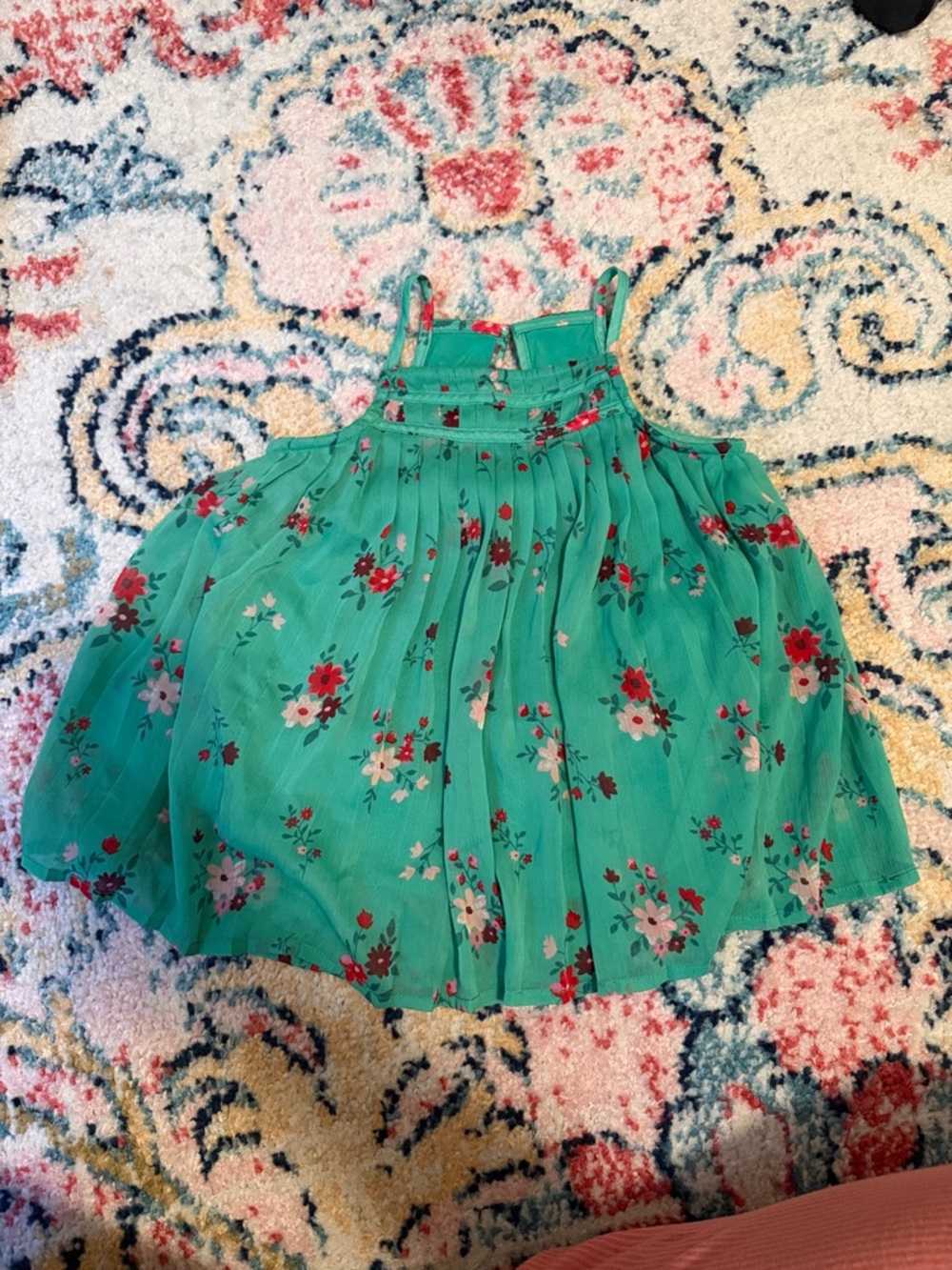 abercrombie kids Green Flowy top with Red & Pink Blossoms